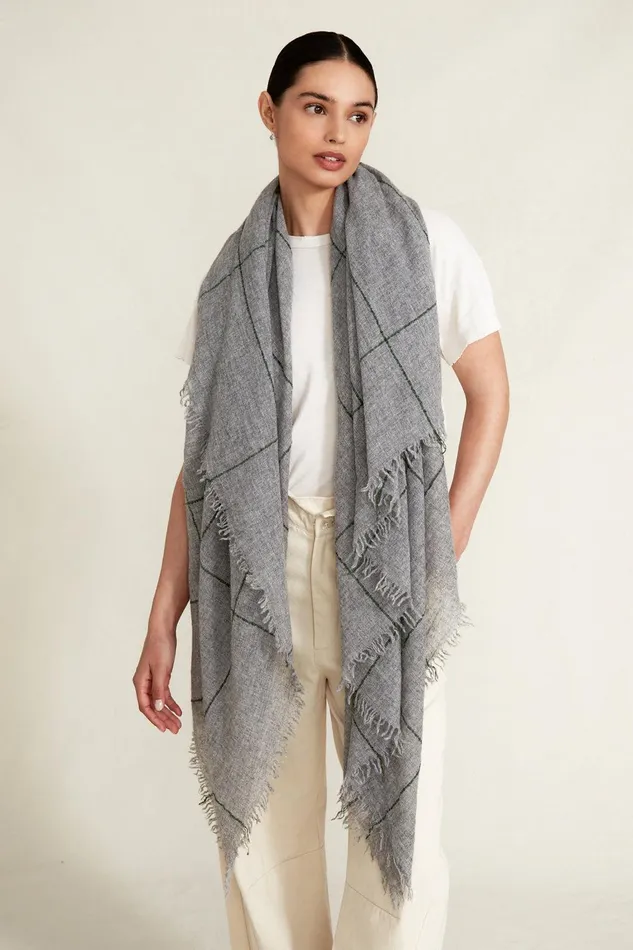 100 Cashmere Scarf Greener Pastures Windowpane Women Chan Luu Scarves