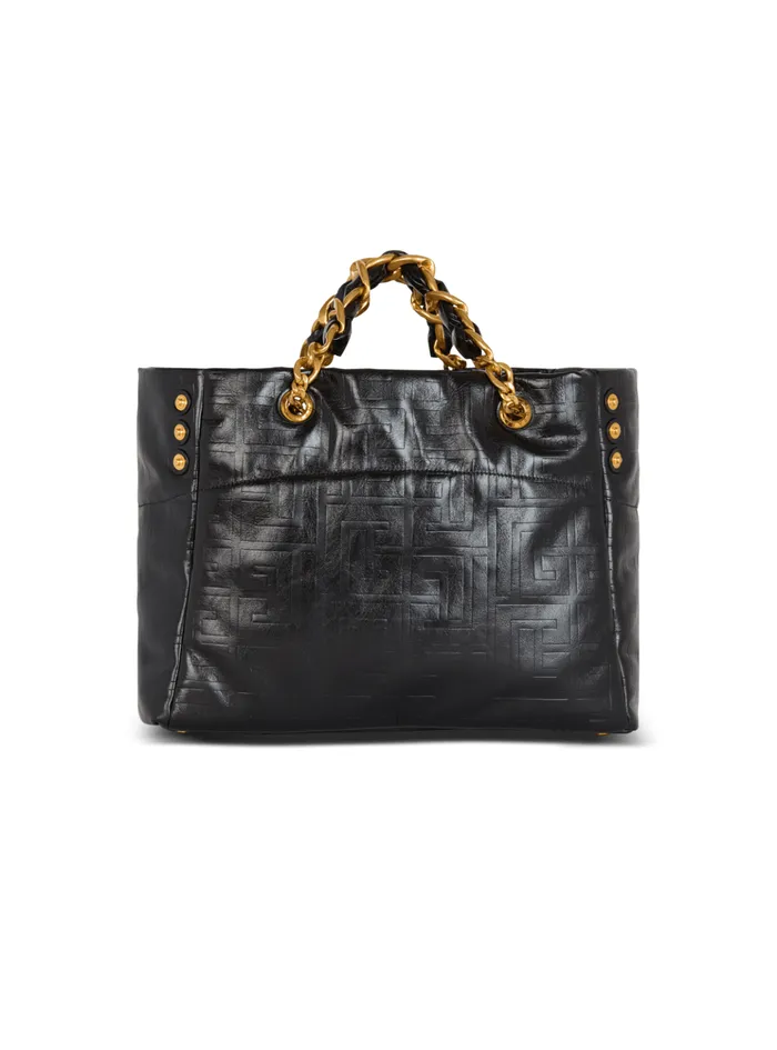 1945 Soft Tote Bag In Crackled Calfskin Black Women Balmain Tote Bags