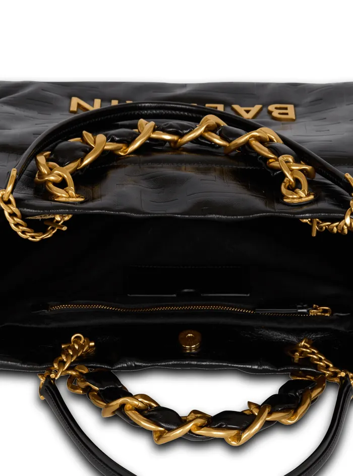 1945 Soft Tote Bag In Crackled Calfskin Black Women Balmain Tote Bags