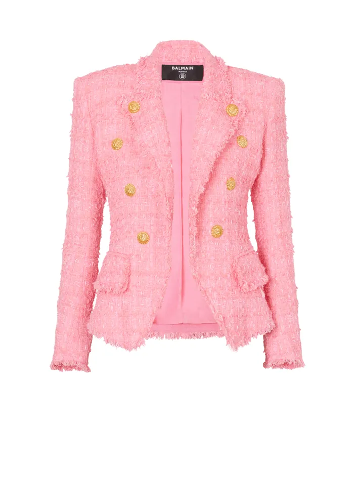 8button Tweed Jacket Pink Women Balmain Jackets And Blazers