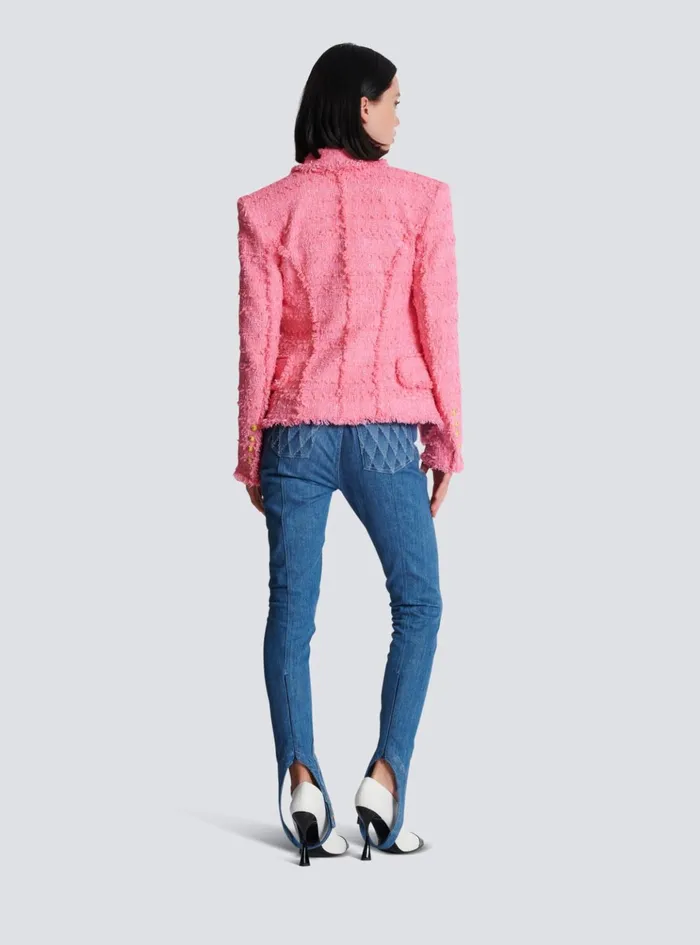 8button Tweed Jacket Pink Women Balmain Jackets And Blazers