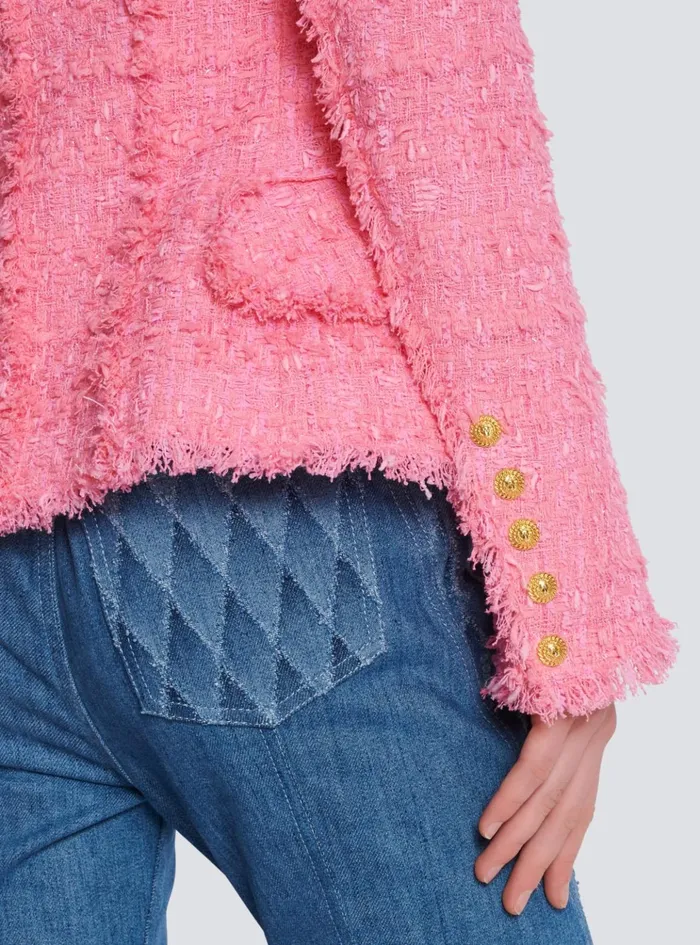 8button Tweed Jacket Pink Women Balmain Jackets And Blazers