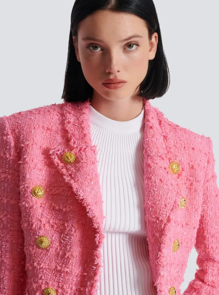 8button Tweed Jacket Pink Women Balmain Jackets And Blazers