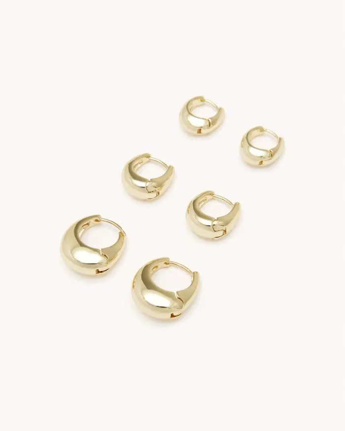 Accessories Billini Jewellery AVENA EARRING 3 PACK GOLD PLATED 18K