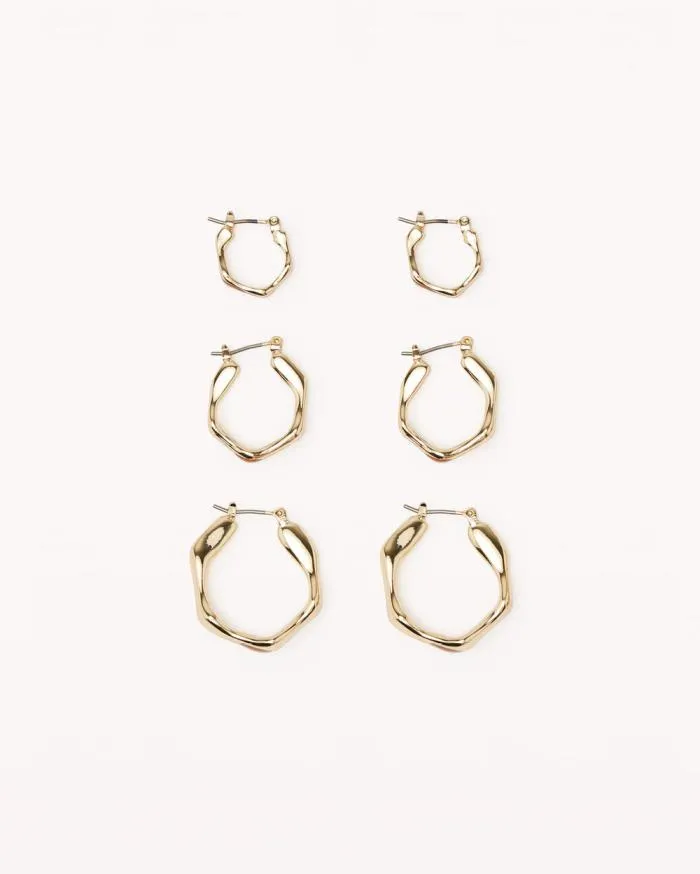 Accessories Billini Jewellery WILLOW EARRING 3 PACK GOLD PLATED 18K