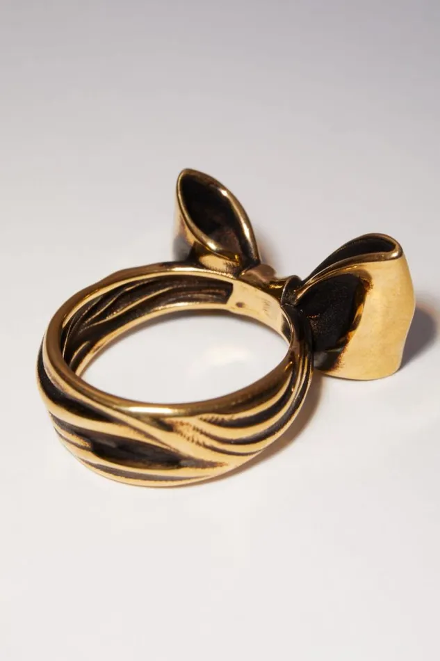 Acne Studios Bow Ring Antique Gold Women Jewellery Acne Studios Bow Ring Antique Gold Women Jewellery