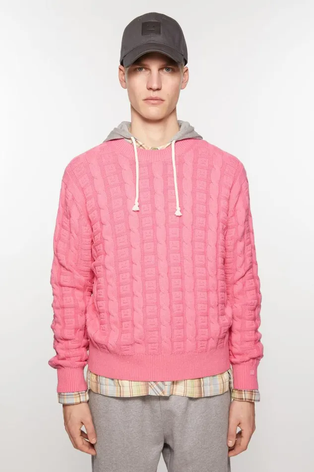 Acne Studios Cable Wool Jumper Tango Pink Women Knitwear