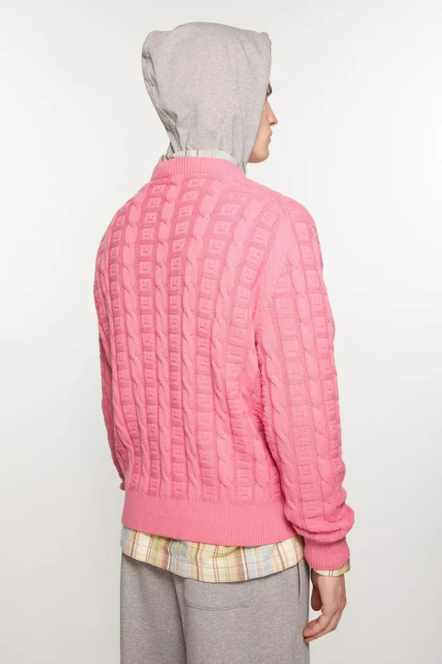 Acne Studios Cable Wool Jumper Tango Pink Women Knitwear Acne Studios Cable Wool Jumper Tango Pink Women Knitwear