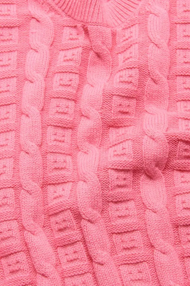 Acne Studios Cable Wool Jumper Tango Pink Women Knitwear Acne Studios Cable Wool Jumper Tango Pink Women Knitwear
