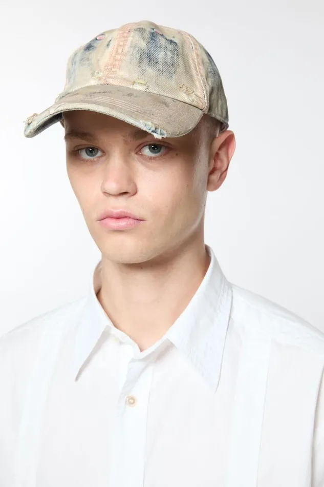 Acne Studios Cap Coated Denim Dirty Blueaqua Blue Women Hats