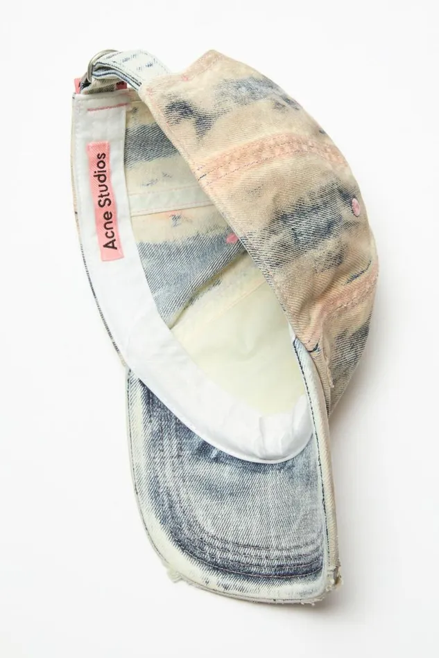 Acne Studios Cap Coated Denim Dirty Blueaqua Blue Women Hats