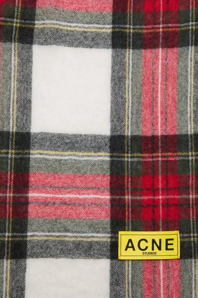 Acne Studios Check Fringe Scarf Blackredwhite Men Scarves Acne Studios Check Fringe Scarf Blackredwhite Men Scarves