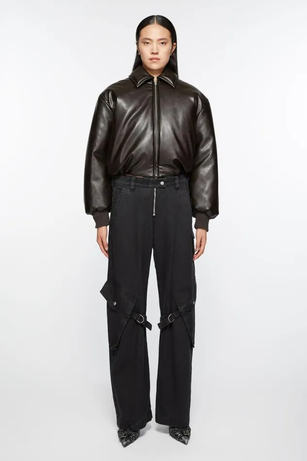 Acne Studios Coated Bomber Jacket Dark Brown Women Outerwear