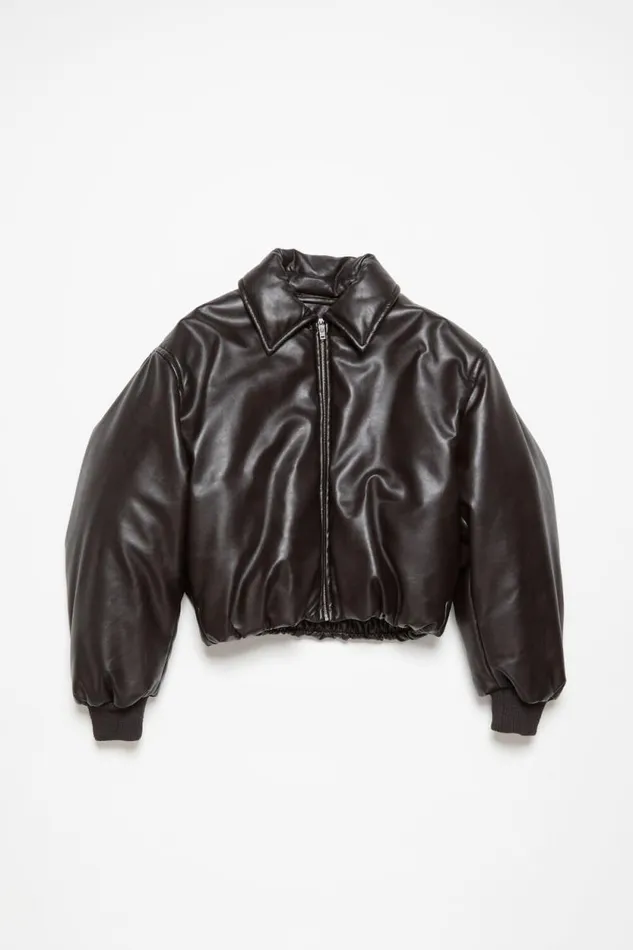 Acne Studios Coated Bomber Jacket Dark Brown Women Outerwear Acne Studios Coated Bomber Jacket Dark Brown Women Outerwear