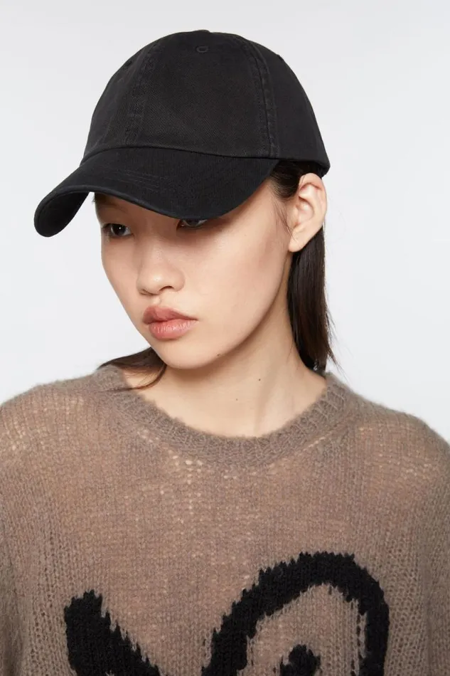Acne Studios Cotton Twill Cap Black Men Hats Acne Studios Cotton Twill Cap Black Men Hats