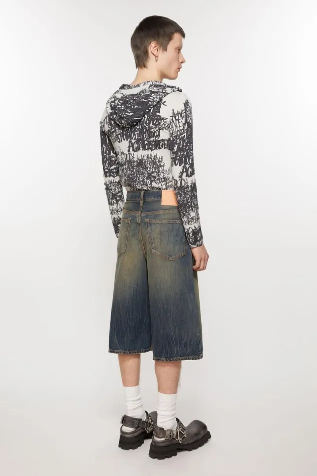 Acne Studios Denim Shorts 8211 Loose Fit Dark Blue Men Shorts