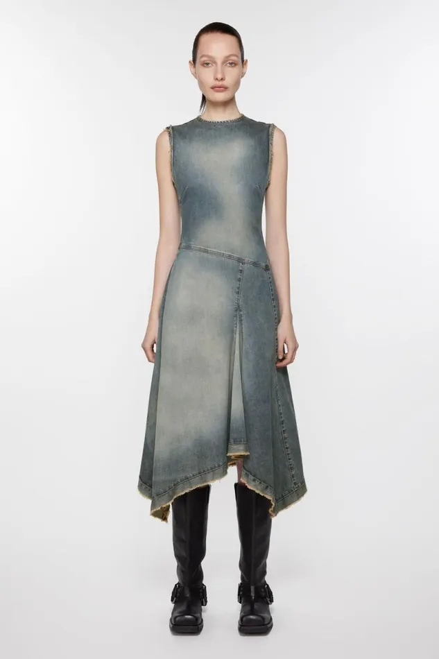 Acne Studios Denim Sleeveless Dress Mid Blue Women Dresses