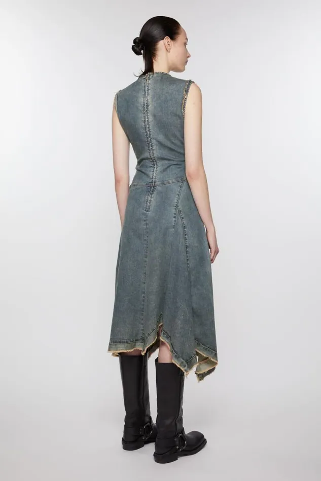 Acne Studios Denim Sleeveless Dress Mid Blue Women Dresses Acne Studios Denim Sleeveless Dress Mid Blue Women Dresses
