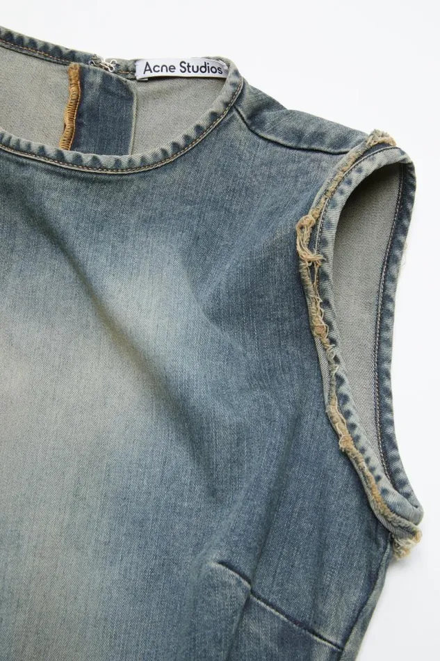 Acne Studios Denim Sleeveless Dress Mid Blue Women Dresses Acne Studios Denim Sleeveless Dress Mid Blue Women Dresses