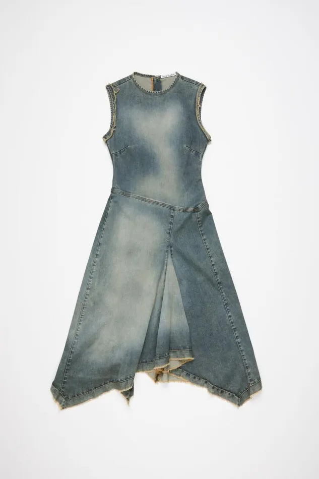 Acne Studios Denim Sleeveless Dress Mid Blue Women Dresses Acne Studios Denim Sleeveless Dress Mid Blue Women Dresses