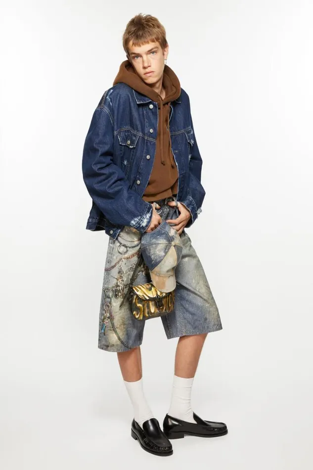 Acne Studios Distressed Denim Jacket 8211 Relaxed Fit Mid Blue Women Outerwear Acne Studios Distressed Denim Jacket 8211 Relaxed Fit Mid Blue Women Outerwear