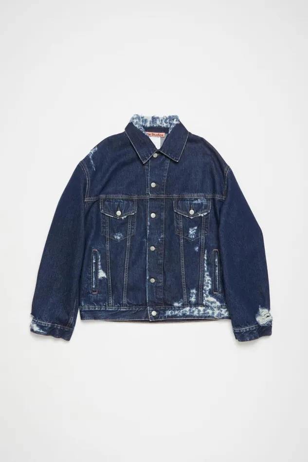Acne Studios Distressed Denim Jacket 8211 Relaxed Fit Mid Blue Women Outerwear Acne Studios Distressed Denim Jacket 8211 Relaxed Fit Mid Blue Women Outerwear