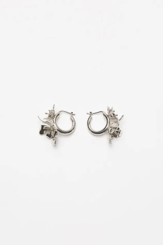 Acne Studios Flower Hoop Earrings Silvertransparent Men Jewellery