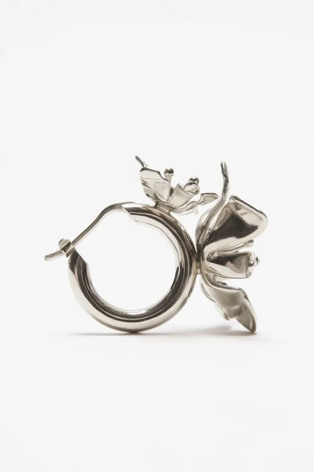 Acne Studios Flower Hoop Earrings Silvertransparent Men Jewellery Acne Studios Flower Hoop Earrings Silvertransparent Men Jewellery