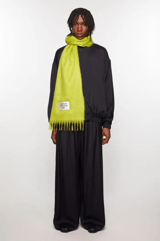 Acne Studios Fringe Alpaca Scarf Neon Green Women Scarves Acne Studios Fringe Alpaca Scarf Neon Green Women Scarves