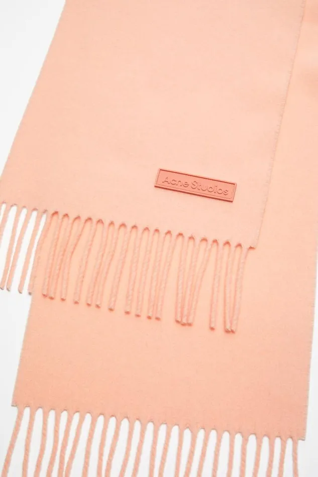 Acne Studios Fringe Wool Scarf 8211 Narrow Peach Pink Men Scarves Acne Studios Fringe Wool Scarf 8211 Narrow Peach Pink Men Scarves