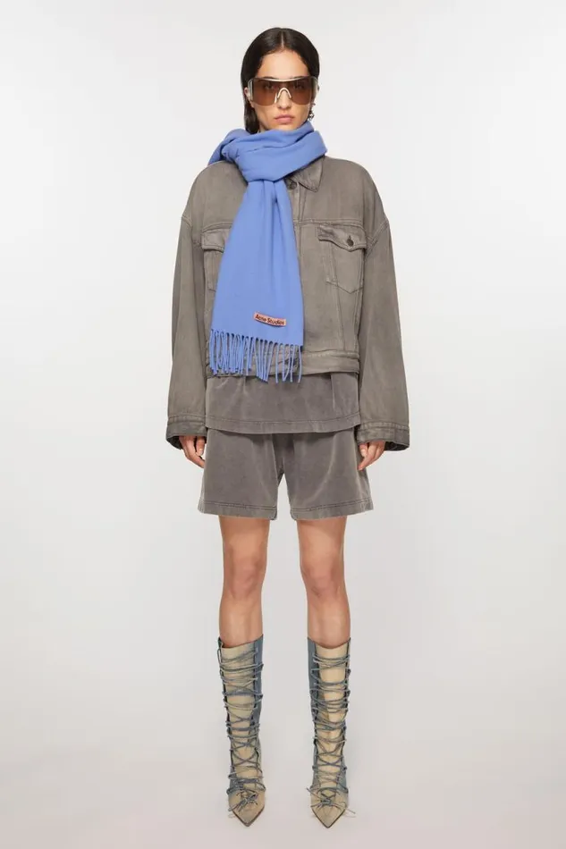 Acne Studios Fringe Wool Scarf 8211 Narrow Sweet Blue Women Scarves Acne Studios Fringe Wool Scarf 8211 Narrow Sweet Blue Women Scarves