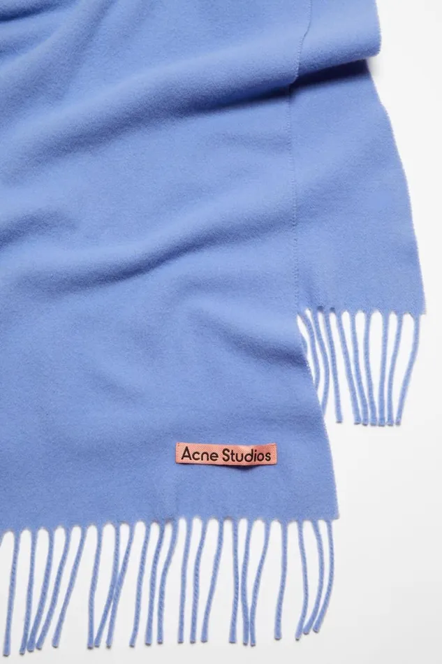 Acne Studios Fringe Wool Scarf 8211 Narrow Sweet Blue Women Scarves Acne Studios Fringe Wool Scarf 8211 Narrow Sweet Blue Women Scarves