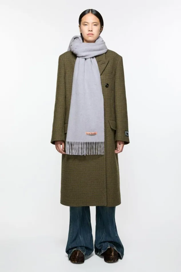 Acne Studios Fringe Wool Scarf Narrow Powder Blue Mlange Men Scarves