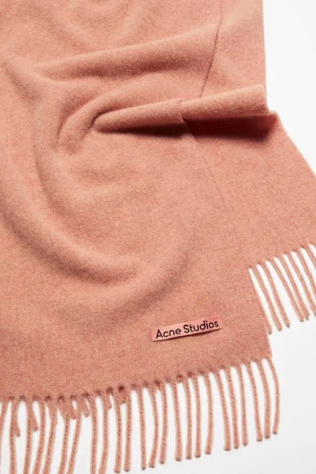 Acne Studios Fringe Wool Scarf Narrow Rose Melange Men Scarves