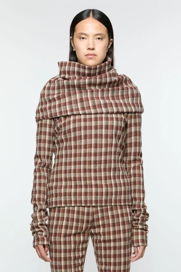 Acne Studios High Neckline Blouse Beigebrown Women Shirts and Blouses