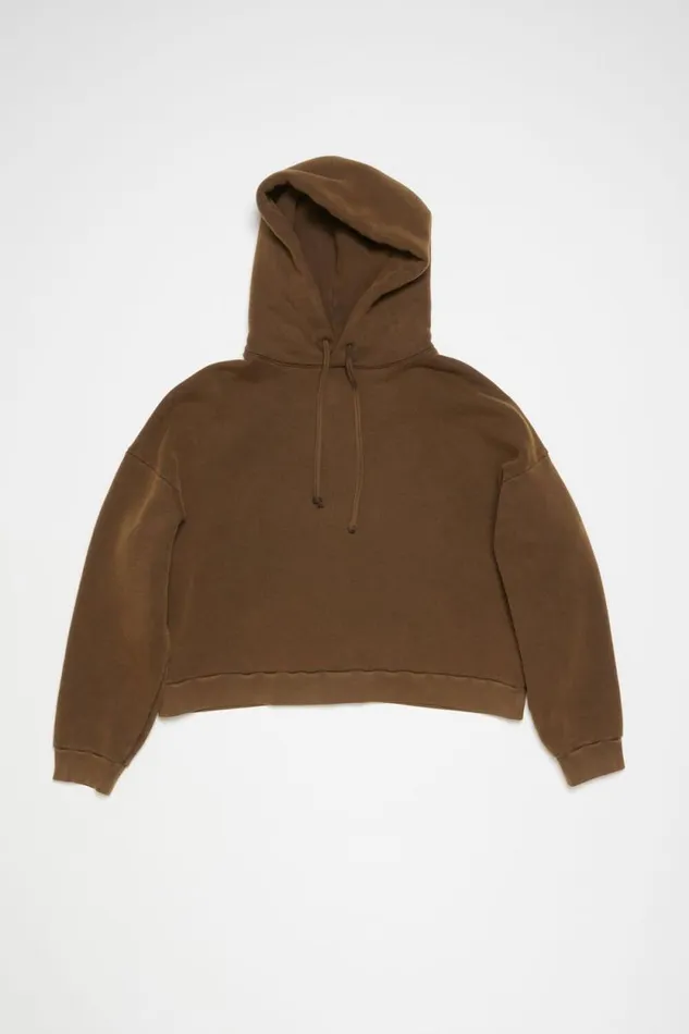 Acne Studios Hooded Sweater Logo Patch Chocolate Brown Women Sweatshirts