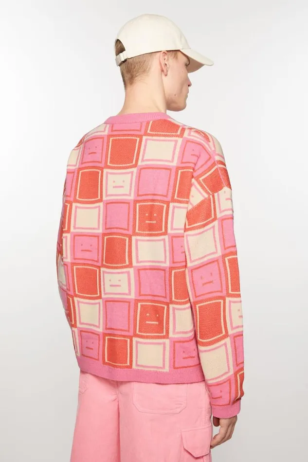 Acne Studios Jacquard Crew Neck Jumper Rusty Orangetango Pink Men Knitwear
