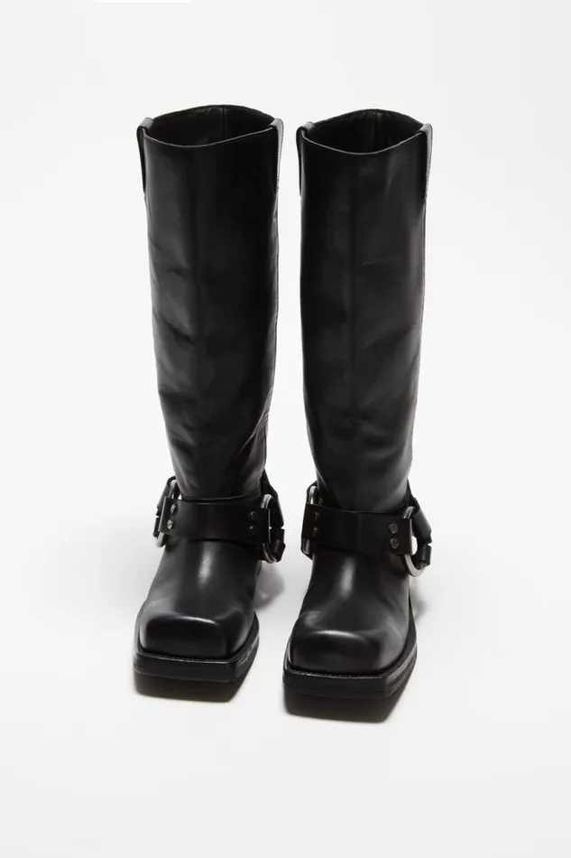 Acne Studios Leather Buckle Boots Black Women Shoes Acne Studios Leather Buckle Boots Black Women Shoes