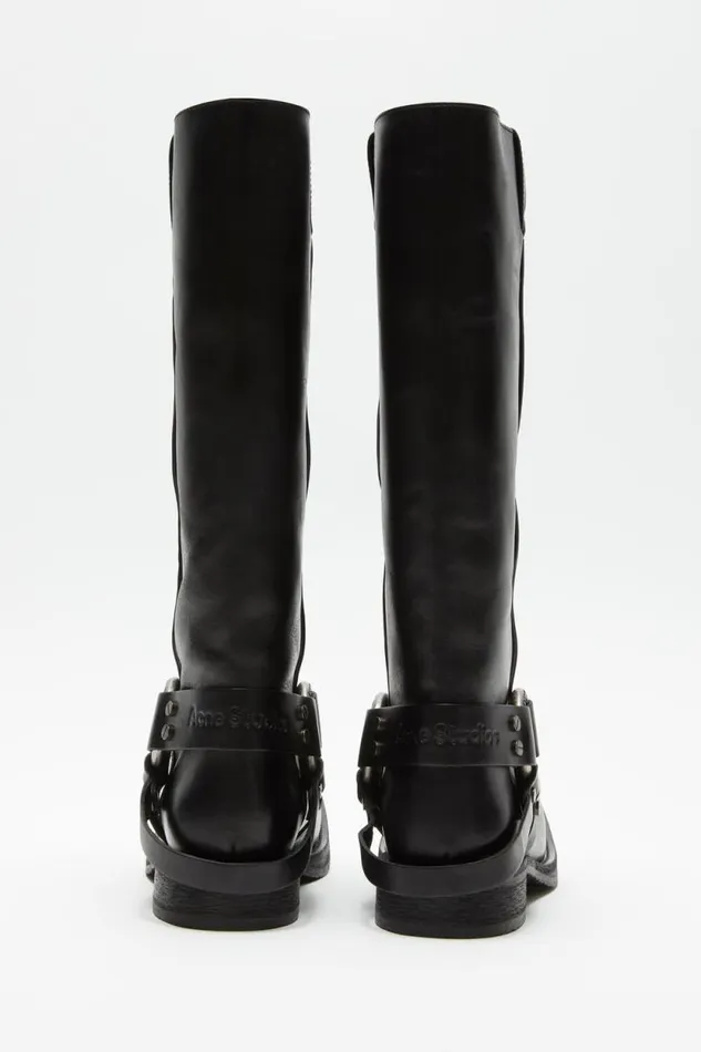 Acne Studios Leather Buckle Boots Black Women Shoes Acne Studios Leather Buckle Boots Black Women Shoes