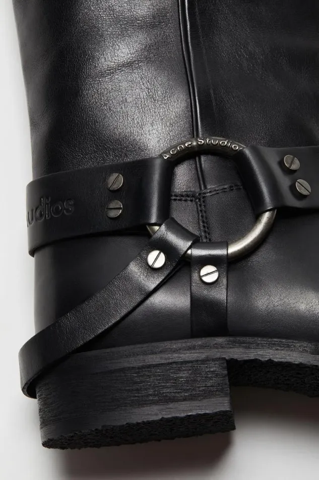 Acne Studios Leather Buckle Boots Black Women Shoes Acne Studios Leather Buckle Boots Black Women Shoes