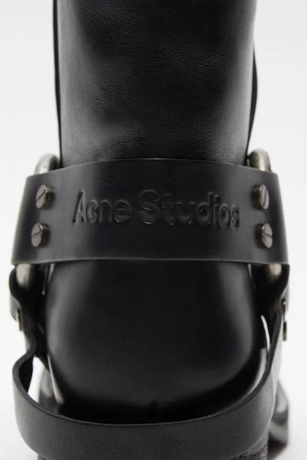 Acne Studios Leather Buckle Boots Black Women Shoes Acne Studios Leather Buckle Boots Black Women Shoes