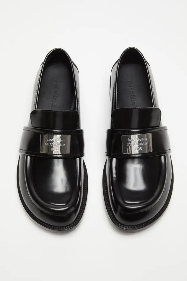 Acne Studios Leather Loafers Black Women Shoes Acne Studios Leather Loafers Black Women Shoes