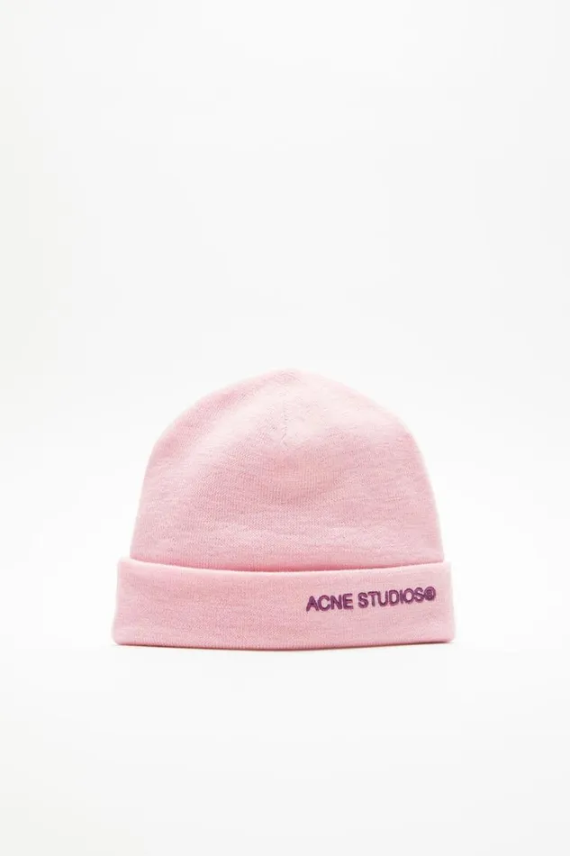 Acne Studios Logo Beanie Light Pink Men Hats