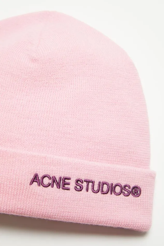 Acne Studios Logo Beanie Light Pink Men Hats Acne Studios Logo Beanie Light Pink Men Hats