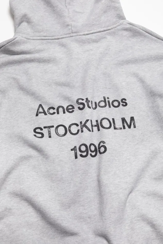 Acne Studios Logo Hooded Sweater Pale Grey Melange Men Sweatshirts