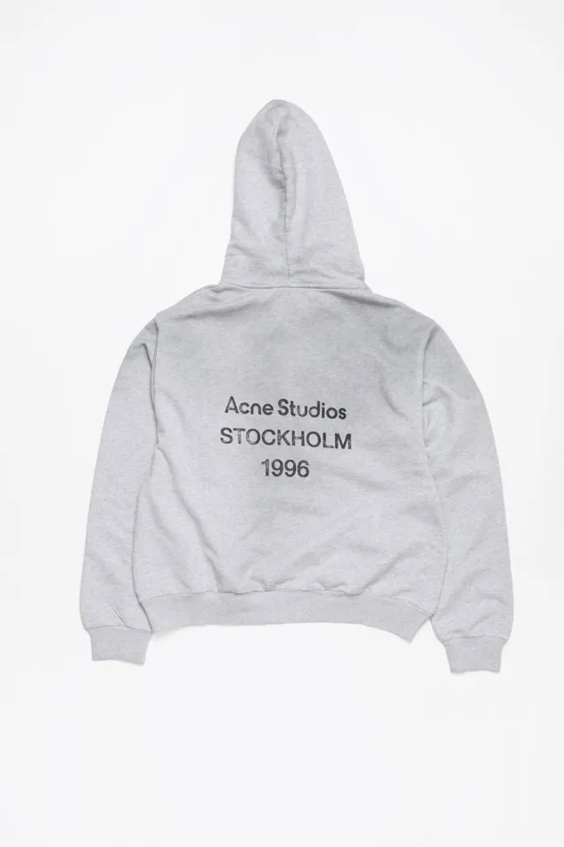 Acne Studios Logo Hooded Sweater Pale Grey Melange Men Sweatshirts