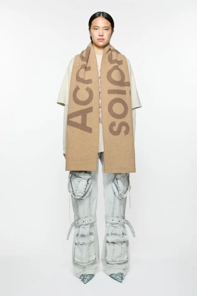 Acne Studios Logo Jacquard Scarf 8211 Narrow Camel Brown Men Scarves Acne Studios Logo Jacquard Scarf 8211 Narrow Camel Brown Men Scarves