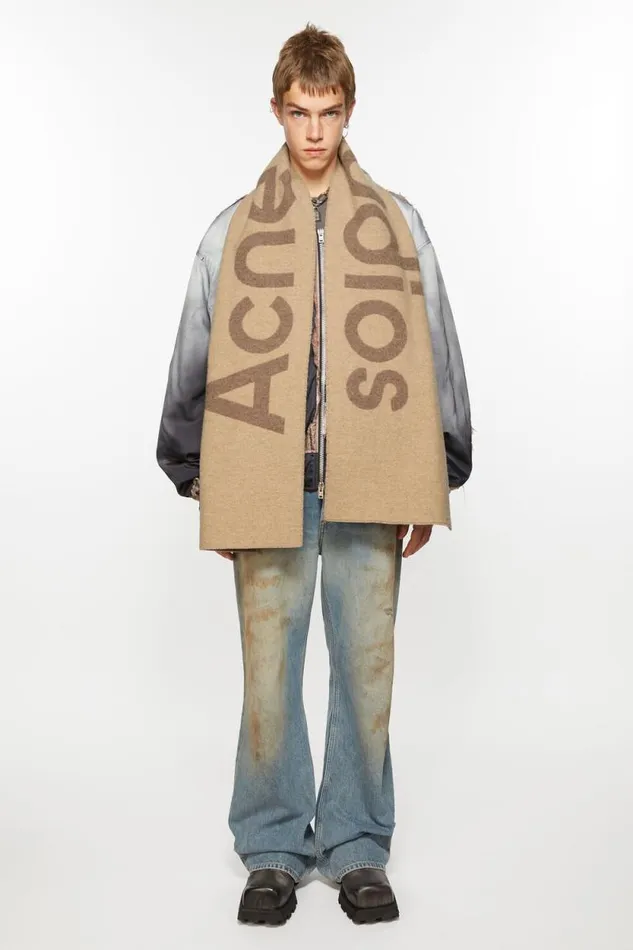 Acne Studios Logo Jacquard Scarf 8211 Narrow Camel Brown Men Scarves Acne Studios Logo Jacquard Scarf 8211 Narrow Camel Brown Men Scarves