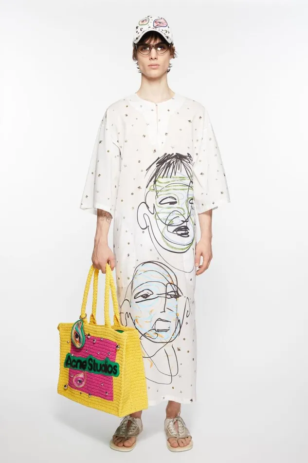 Acne Studios Logo Stud Tote Bag Pinkyellow Women Bags