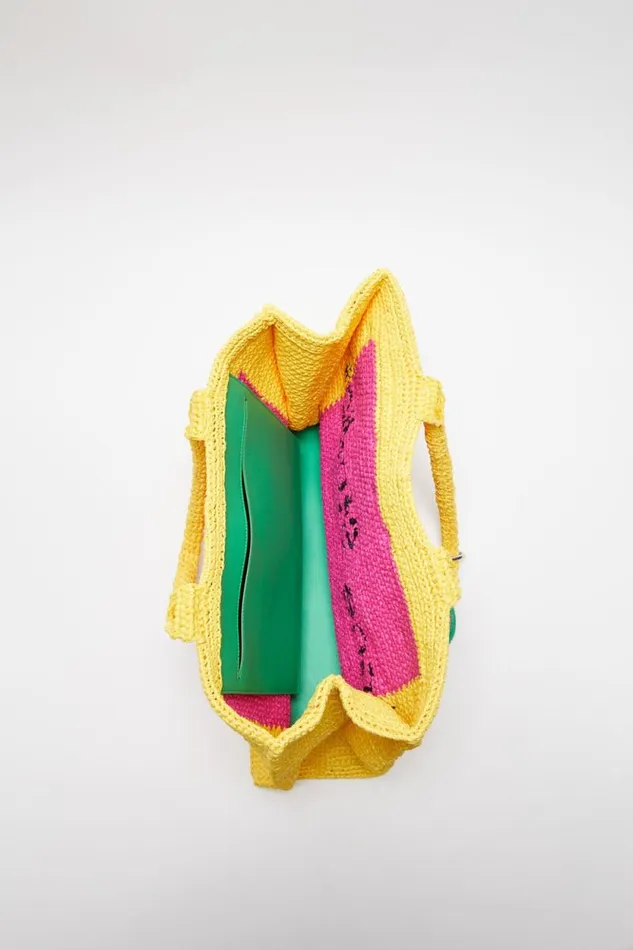 Acne Studios Logo Stud Tote Bag Pinkyellow Women Bags